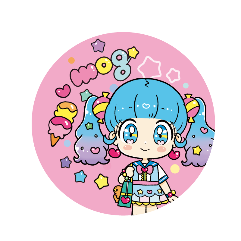 Mog lllustration魔法少女和纸胶带手账少女昭和风卡通可爱贴纸