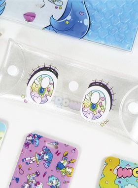 Mog lllustration pvc透明可爱零钱包眼镜收纳袋便携随身保护套