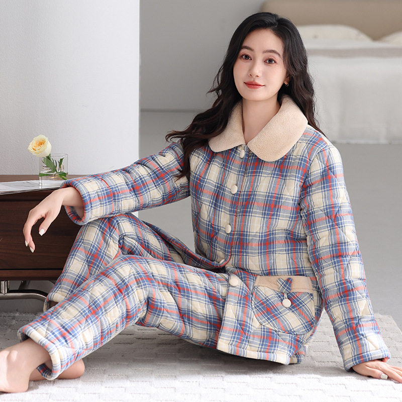 睡衣女冬季三层加厚梭织纯棉夹棉秋冬款加绒保暖珊瑚绒棉袄家居服,女士内衣/男士内衣/家居服,睡袍/浴袍,淘宝优惠券,粉丝福利购,淘宝优惠卷