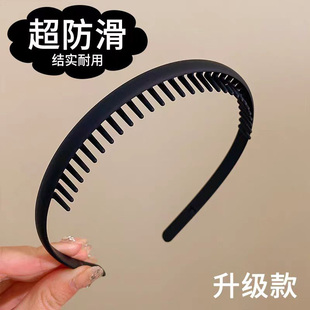 简约黑色洗脸发箍女2025新款 化妆带齿网红刘海碎发卡发捆头饰 夏季