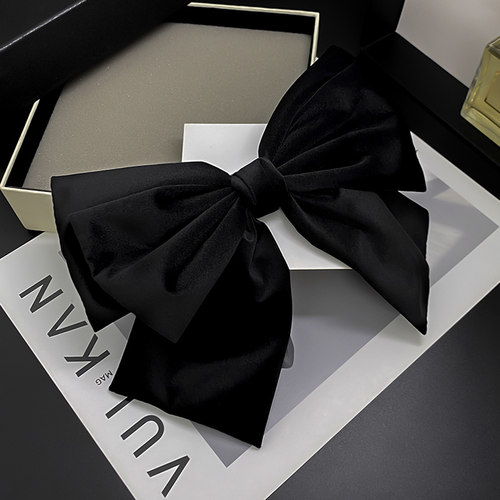 很百搭~黑色系丝绒大蝴蝶结发夹