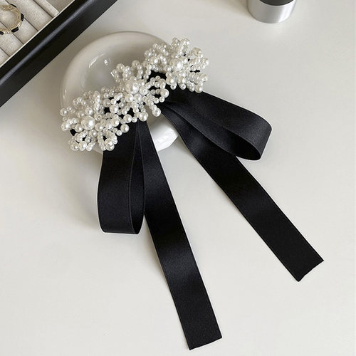 发夹甜美珍珠花朵飘带蝴蝶结