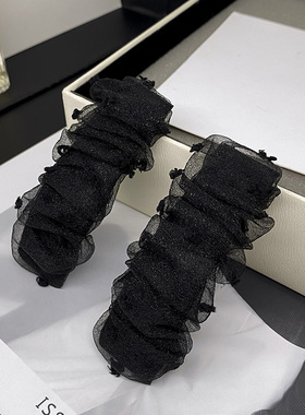 黑色蕾丝对夹掰掰夹碎发夹侧边bb夹刘海前额头饰小卡子女士高级感