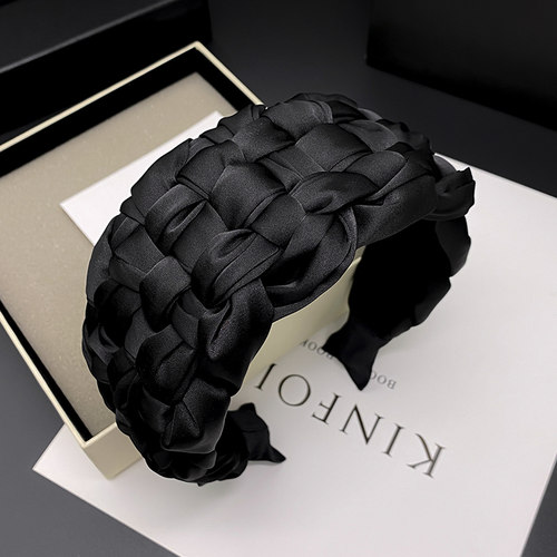 蓬松超宽缎面编织~遮白发黑发箍