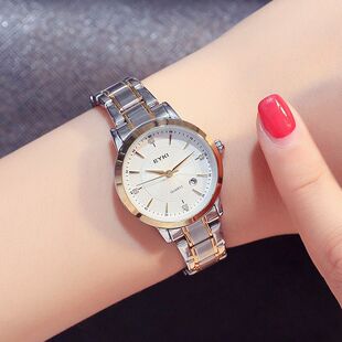 正品艾奇时尚手表女清新风简约女士钢带手表防水日历学生石英腕表