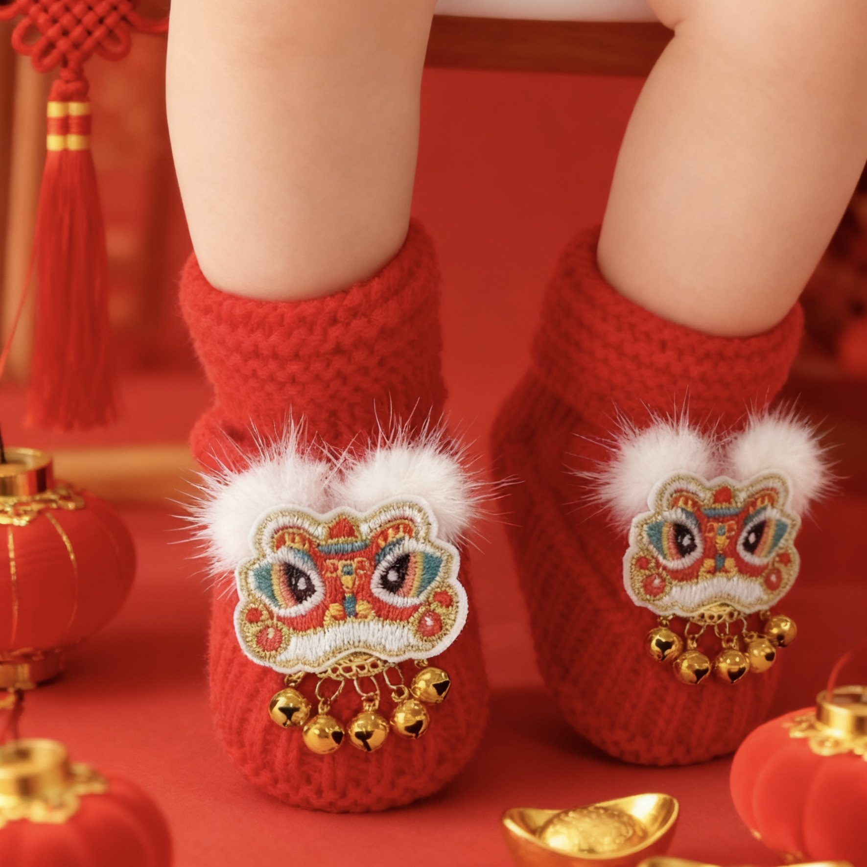 成品婴儿毛线鞋子秋冬加绒加厚保婴儿步前鞋/袜鞋