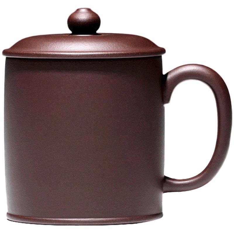 不亦乐壶 宜兴纯全手工 紫砂杯原矿茶杯带盖杯 紫泥大容量泡茶