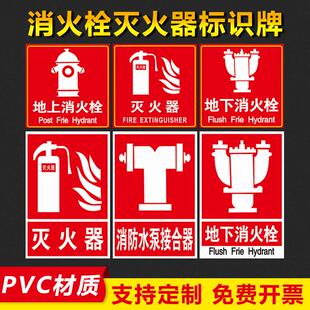 地上地下消火栓水泵接合器灭火设备存放库消防安全标识牌警示牌警告标示提示指示牌贴 消火栓灭火器标志