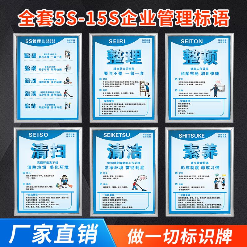 工厂车间 5S 6S 7S 8S 9S 15S 管理标语挂图仓库安全质量管理标语墙贴海报车间10S 11S 12S 13S14S15标语定制