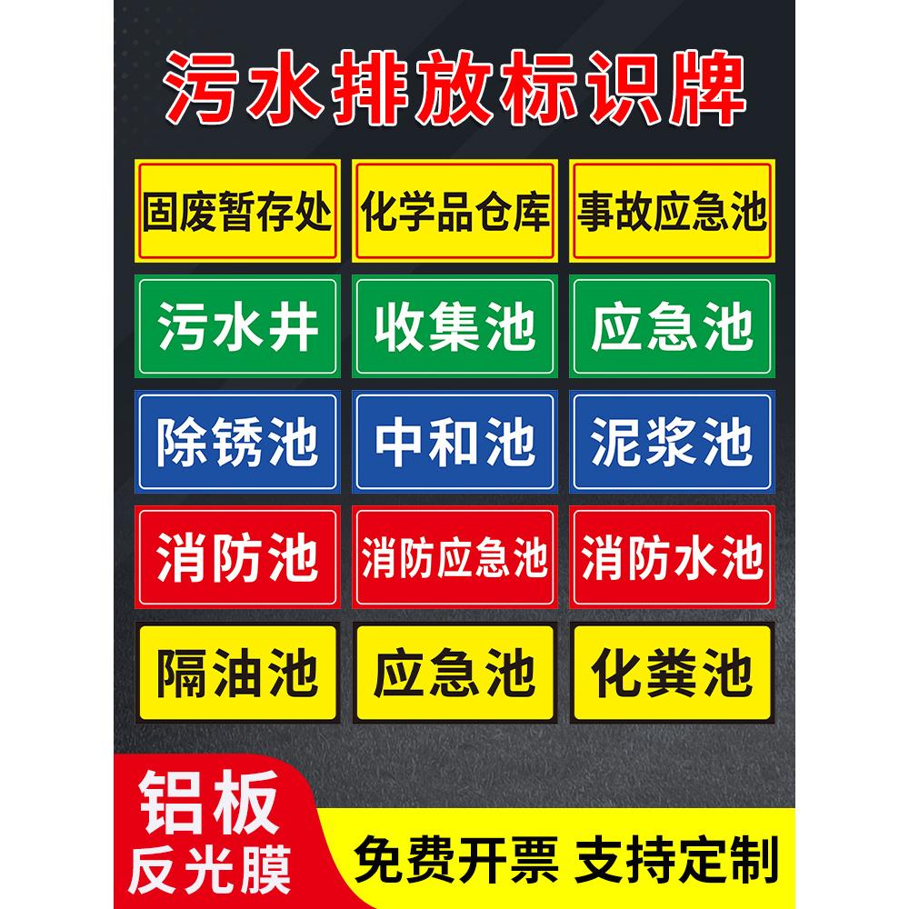 污水排放口污水池污水井雨水收集池废气检测口化粪池蓄水池采样口收集池消防池事故应急池警示牌标识牌标示牌