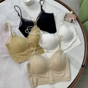 Miss zzy美背法式蕾丝舒适无钢圈小胸聚拢吊带冰丝无痕透气乳胶杯