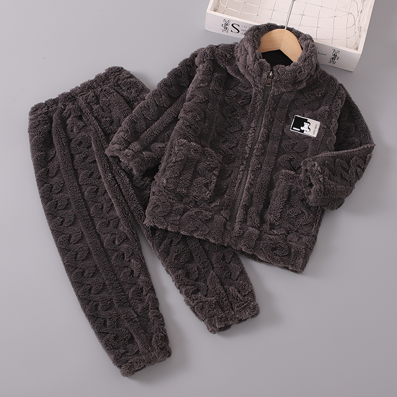 秋冬加厚儿童法兰绒套装