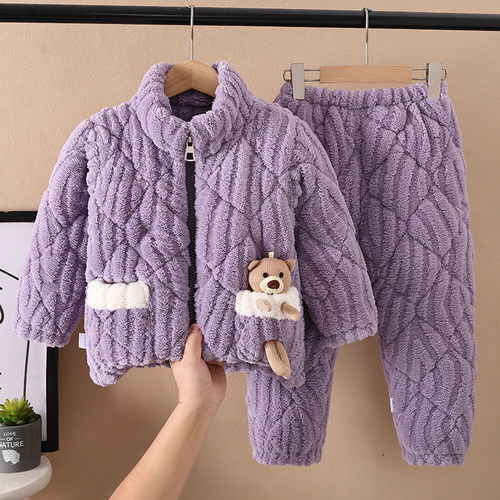 冬季男童女童珊瑚绒睡衣