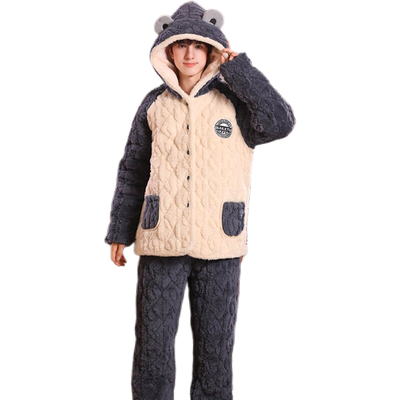 青少年三层加厚夹棉睡衣