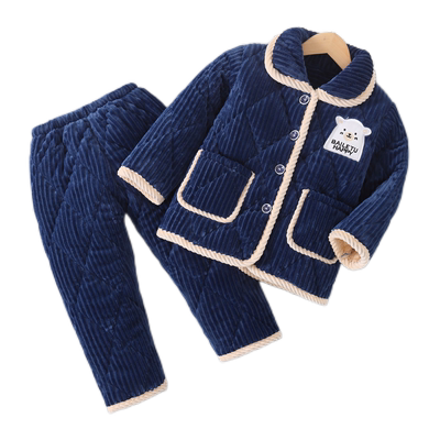 儿童三层加厚夹棉睡衣套装