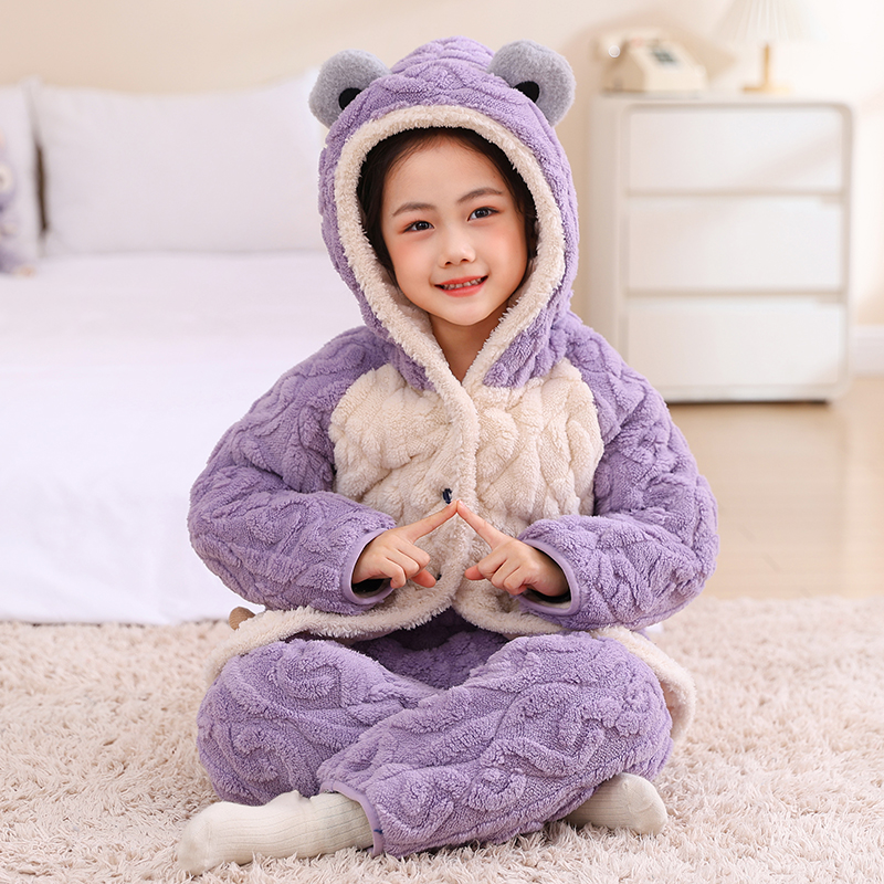 儿童冬季加绒加厚睡衣