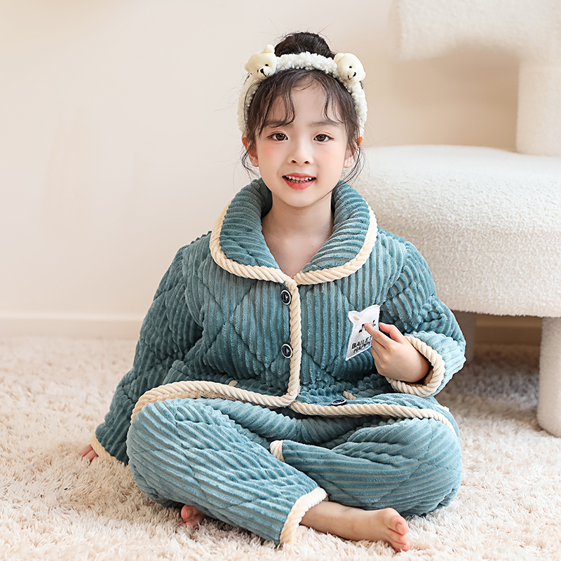 儿童三层夹棉加厚款睡衣