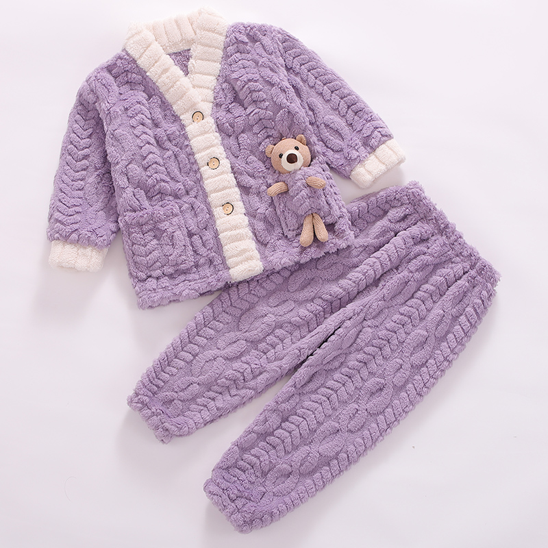 升级法兰绒秋冬季防风保暖套装