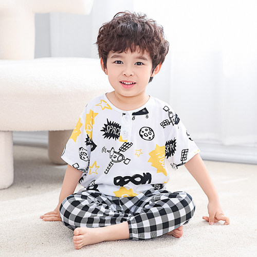 儿童睡衣夏季薄款宝宝男孩短袖