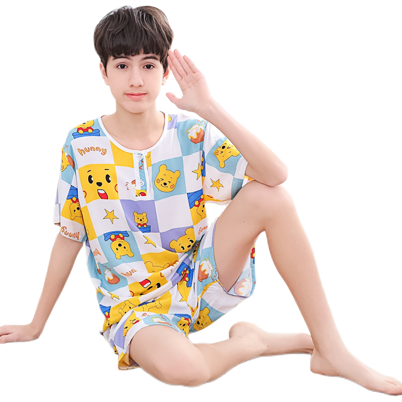 夏季青少年薄款棉睡衣绵绸家居服
