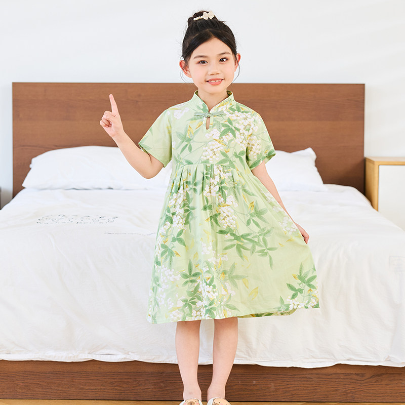 女童女孩夏季棉绸连衣裙
