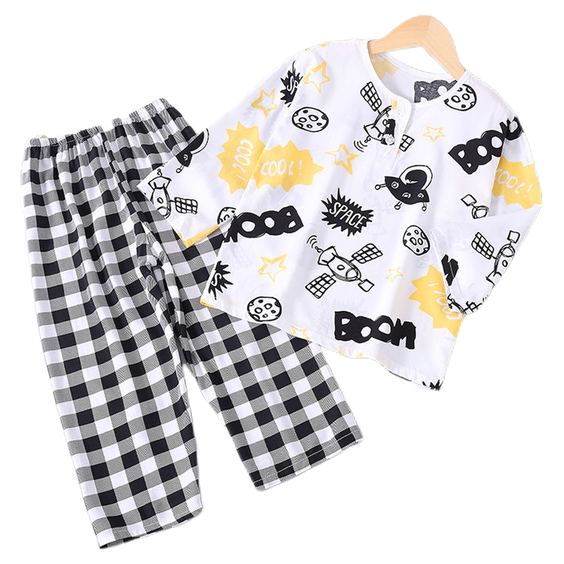 儿童棉绸睡衣夏季薄款空调家居服