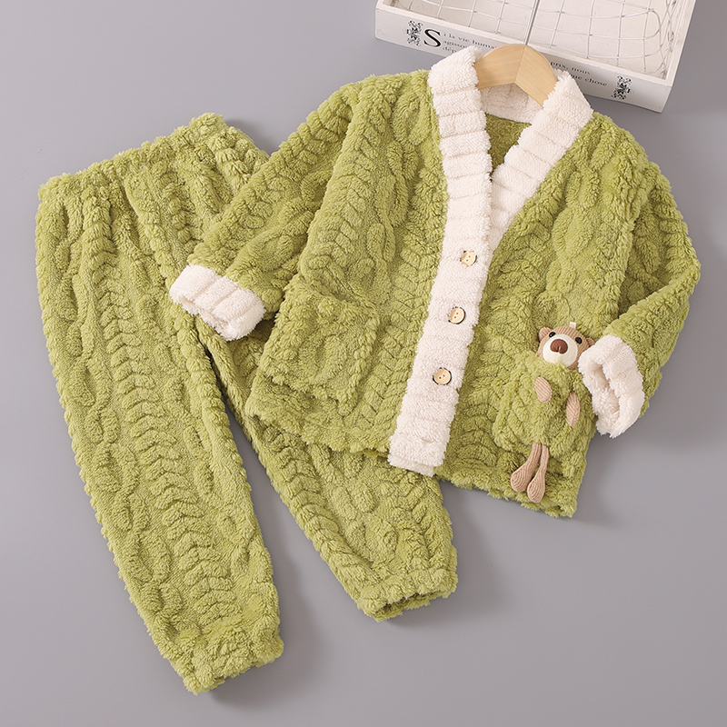 男童女童珊瑚绒睡衣套装