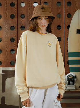 MindError ME秋季小鸟篮球印花上衣休闲圆领长袖宽松情侣男女卫衣