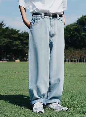 MindError ME Skateboard Jeans 宽松直筒街头滑板小象刺绣牛仔裤