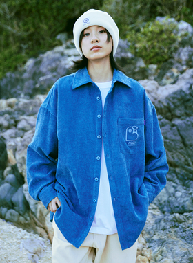 MindError 小鸟刺绣Logo宽松灯芯绒休闲长袖衬衫秋季上衣外套情侣