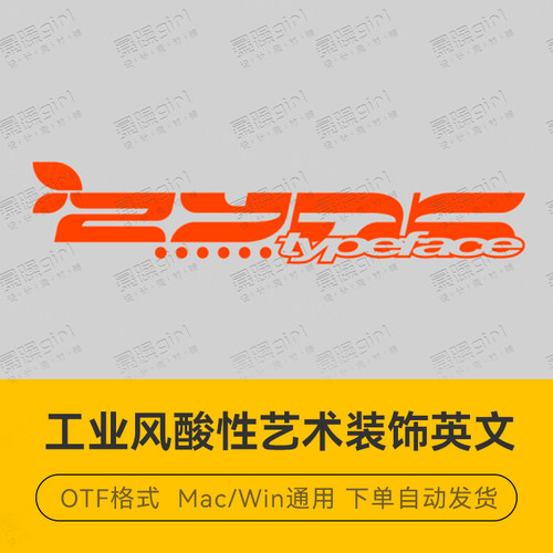 创意工业风酸性艺术装饰英文字体安装包ps ai设计排版素材macwin