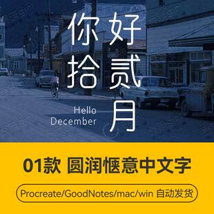 Procreate/Win/GoodNotes/Mac 圆润惬意中文字字体安装包字体文件