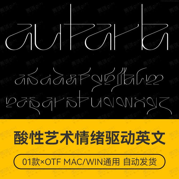未来酸性艺术光影情绪驱动实验排版LOG封面设计英文装饰字体素材