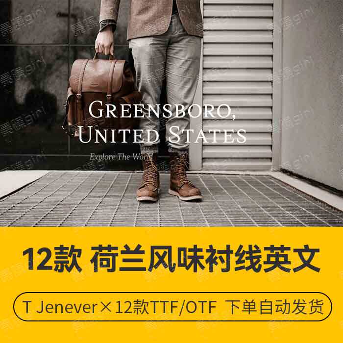 荷兰风味现代品牌书籍服装设计海报排版衬线英文字体 设计师素材