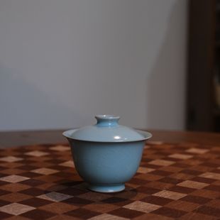 饮古观青玉兰二才盖碗景德镇汝瓷茶具新款高端功夫茶具茶杯泡茶碗