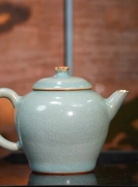 饮古观青丨柴窑梅花壶（银扣）容量120cc