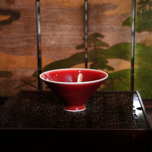 逸古堂|郎红斗笠杯80ML景德镇陶瓷压手杯