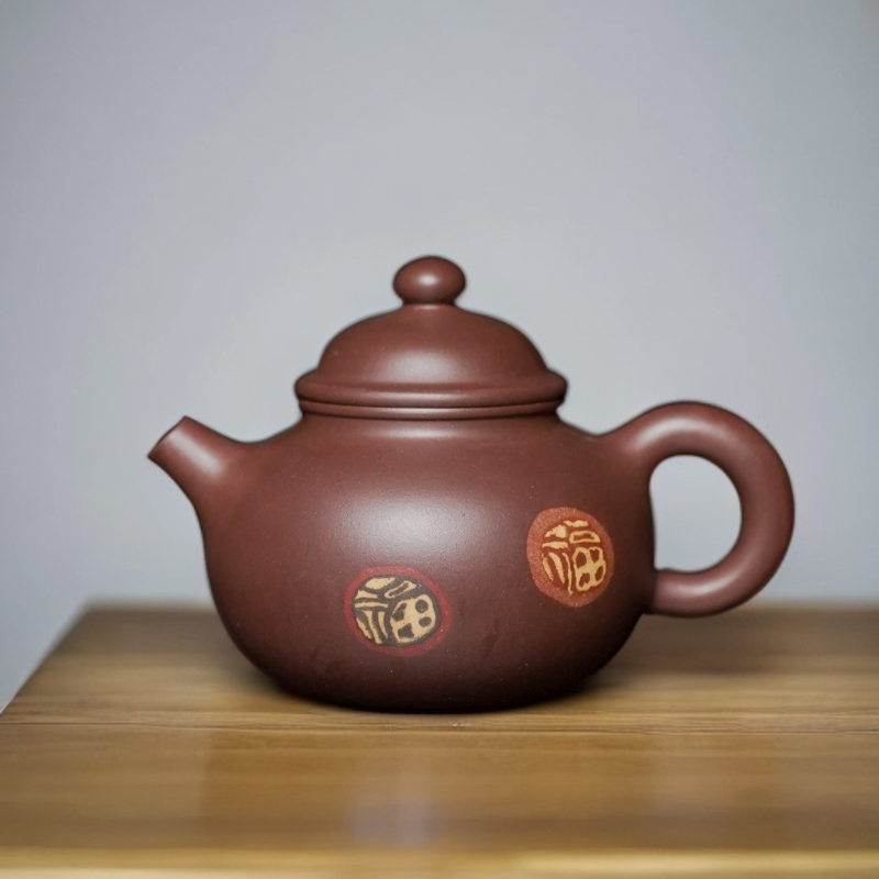 ZYX-0005【有容乃大】张艺馨 手工150cc吕氏紫泥绞泥宜兴紫砂茶壶