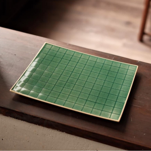 松影琉璃-梵山堂-大号棋盘茶托-长29.5cm宽26.5cm(W