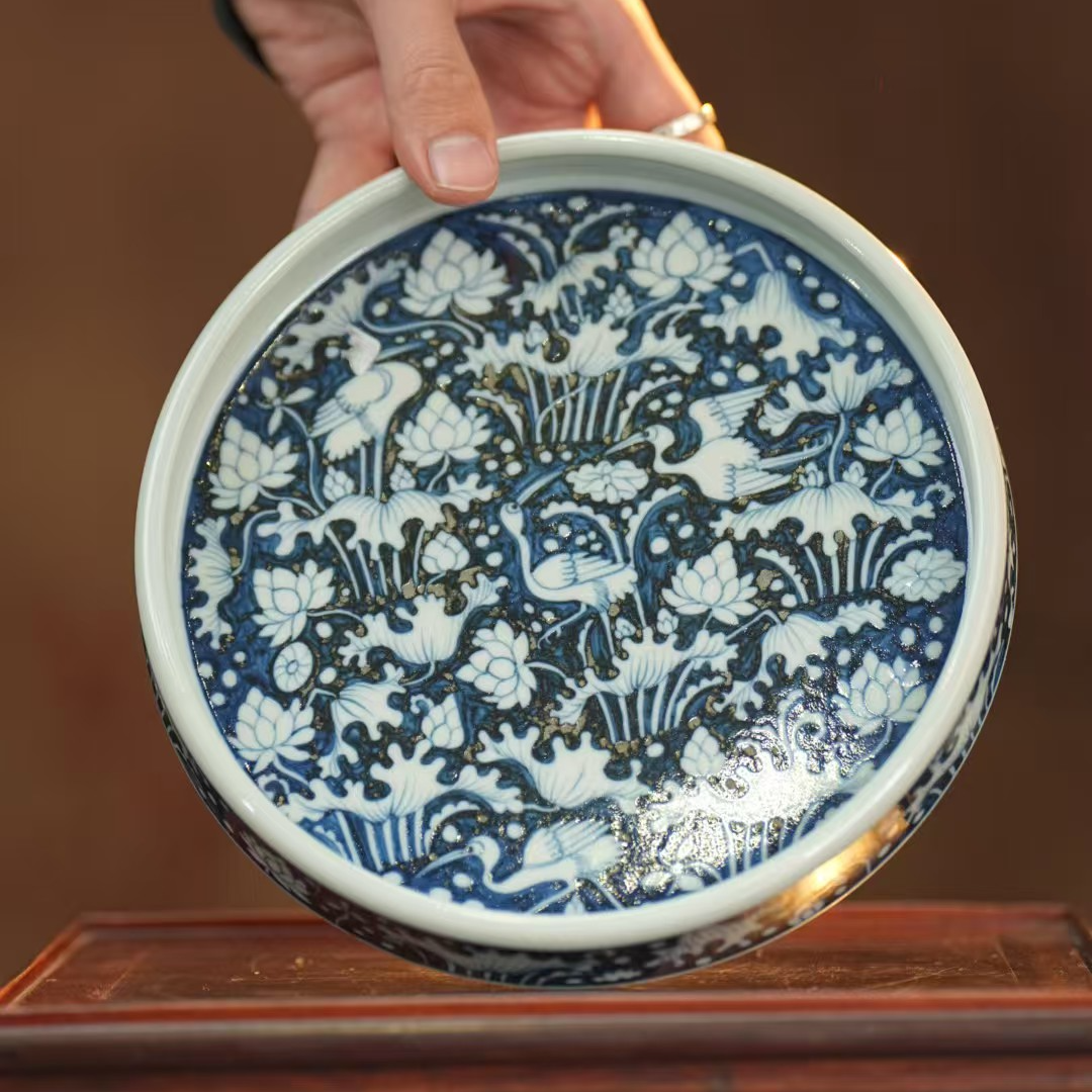 元邑丨一路连科壶承 直径18.5cm 景德镇瓷器纯手工手绘茶杯茶具