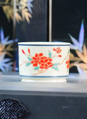 立勤堂丨红绿彩花卉容天杯 容量80cc景德镇陶瓷