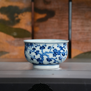 红丰窑丨松竹梅单杯手绘釉下彩陶瓷茶杯压手杯家用主人杯单杯60ml