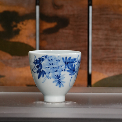 红丰窑写意紫藤花压手杯120ml