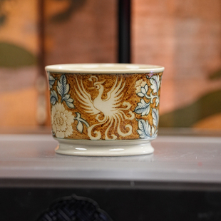 立勤堂 | 青花釉里金太阳鸟小容天杯 景德镇陶瓷