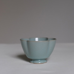 饮古观青高足海棠杯景德镇汝瓷茶具女士个人专用2025新款高端