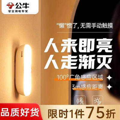 公牛感应灯人体自动感应小夜灯