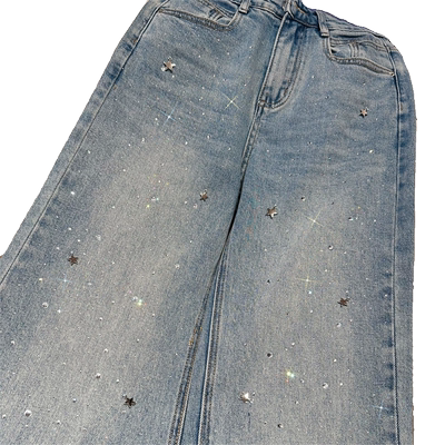 2024春季爆款个性阔腿牛仔裤女