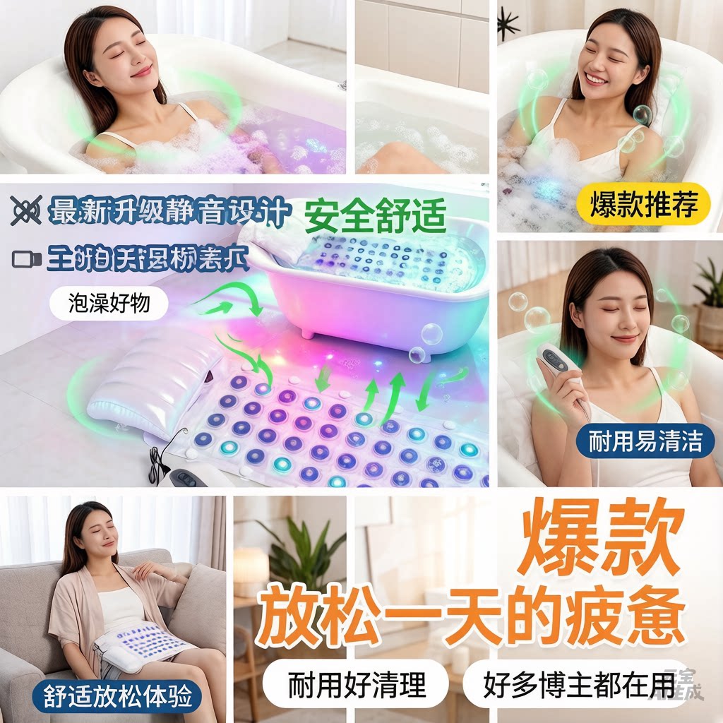 家用电动冲浪泡泡SPA按摩浴垫图片
