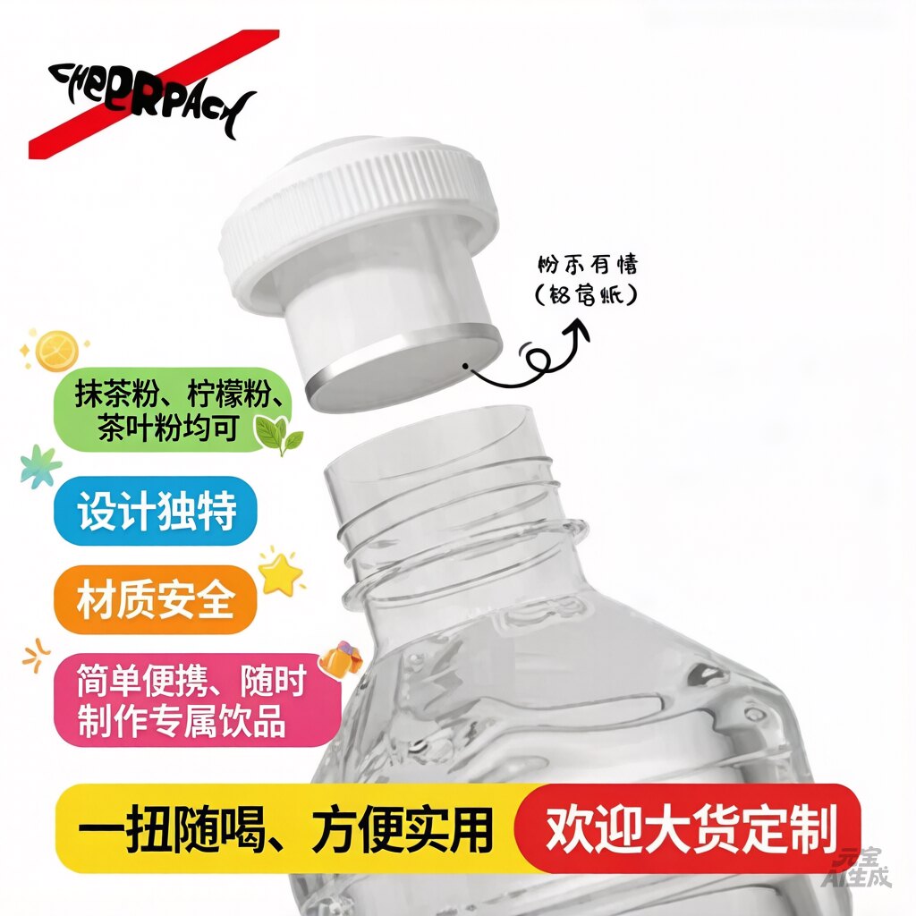 按压式固液分离瓶盖饮料盖旋转头网红盖 食品水粉分离瓶盖 粉盖