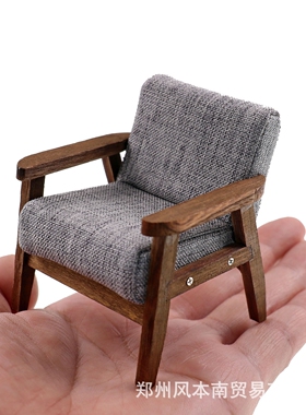 迷你微缩单人木质娃娃屋玩具小家具Dollhouse过家家实木1:12